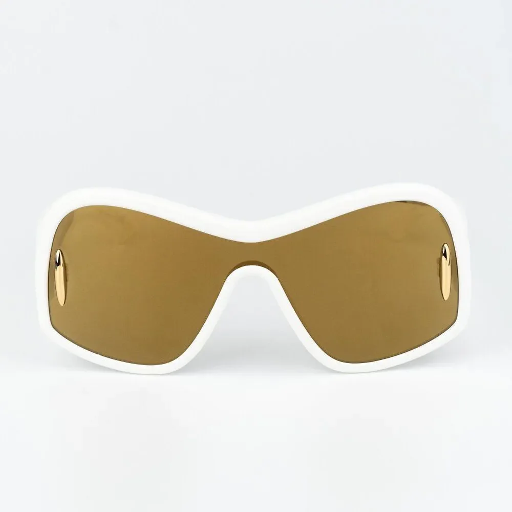 Loewe FASHION Men Sunglasses White Gold Brown Mirror Shield LW40131I 25G